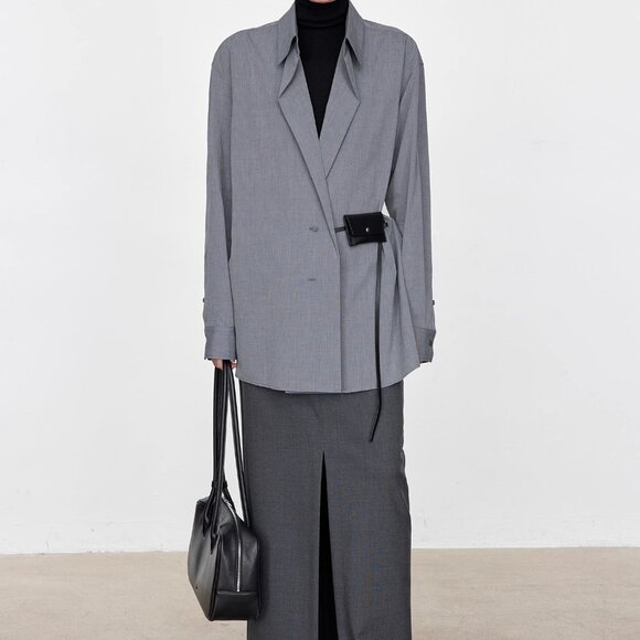 CHICJOC ultra-high-density thick SUPIMA cottondeep V-neck paper-cutting shirt 38 - Picture 2 of 9